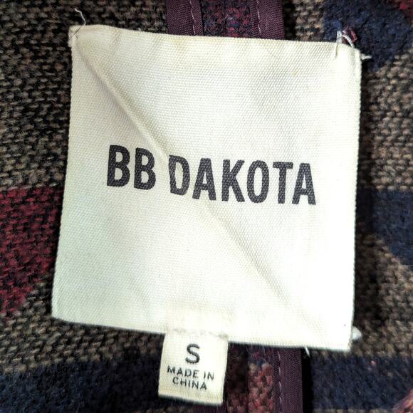 BB Dakota Aztec Fur Trim Coat Blanket Southwestern Dusty Parka Winter Jacket S - Picture 11 of 12